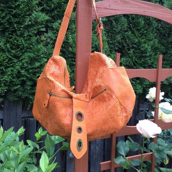 Jessica Simpson Handbags - Jessica Simpson orange textured PVC bag